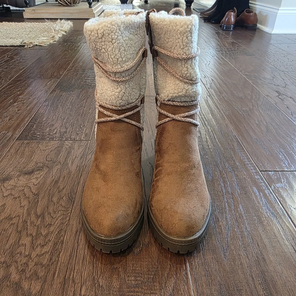Life Stride Womens Saratoga Mid Calf Winter Boots Size 6.5 Brown Suede Warm